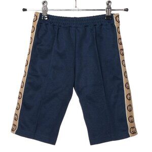 Gucci GG Logo Kid's Cotton Polyester Sweatpants Navy Blue